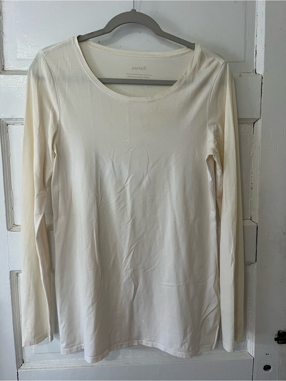 J. Jill Pure Jill Soft Stretch Long Sleeve Ivory Tee